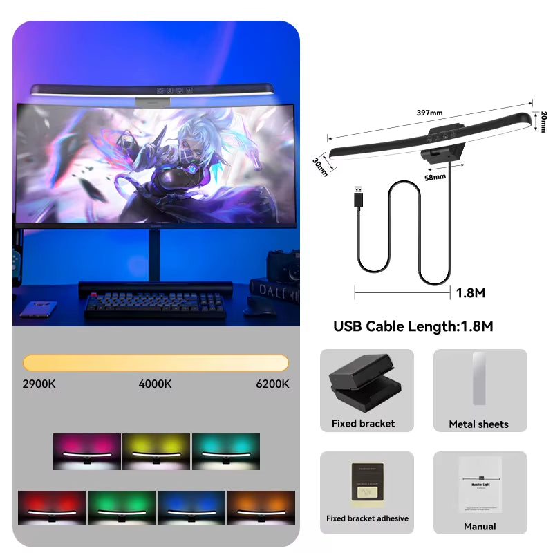 Stepless Dimming Led Desk Lamps for Computer Monitor Lights Bar USB Reading Light Monitor Lamp Backlight Screenbar Office Light