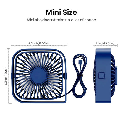 Portable USB Desk Fan – Quiet 3-Speed Personal Fan with 360° Adjustable Head