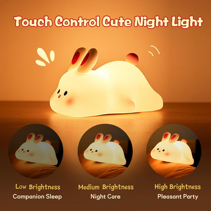 BunnyGlow Night Light – Soft Silicone Touch Lamp for Sweet Dreams