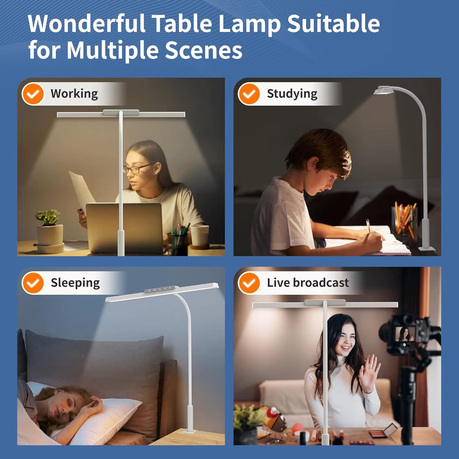 EyeComfort LED Desk Lamp with Clamp – 3 Color Modes & Stepless Dimming