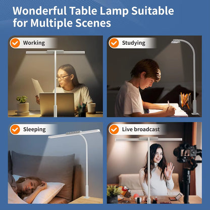 EyeComfort LED Desk Lamp with Clamp – 3 Color Modes & Stepless Dimming