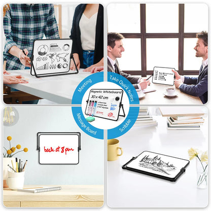 Dry Erase White Board with Stand Erasable Whiteboard with Support School Presentation Board with Bracket Desk Stable A3 A4 Size
