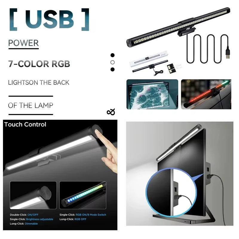 Stepless Dimming Led Desk Lamps for Computer Monitor Lights Bar USB Reading Light Monitor Lamp Backlight Screenbar Office Light