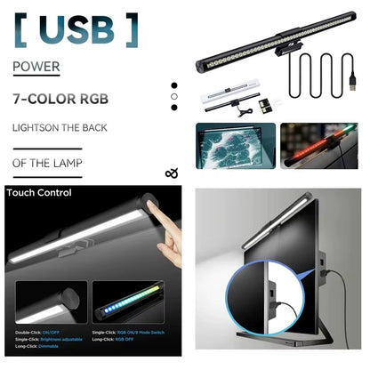 Stepless Dimming Led Desk Lamps for Computer Monitor Lights Bar USB Reading Light Monitor Lamp Backlight Screenbar Office Light