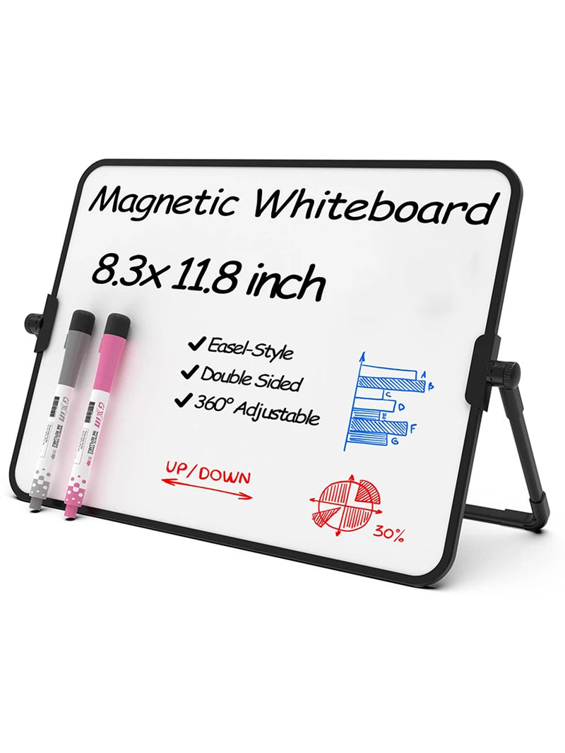 Dry Erase White Board with Stand Erasable Whiteboard with Support School Presentation Board with Bracket Desk Stable A3 A4 Size
