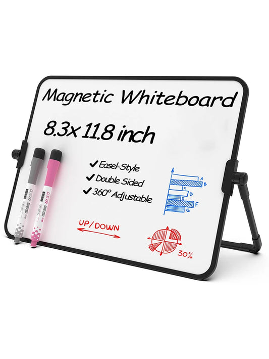 Dry Erase White Board with Stand Erasable Whiteboard with Support School Presentation Board with Bracket Desk Stable A3 A4 Size