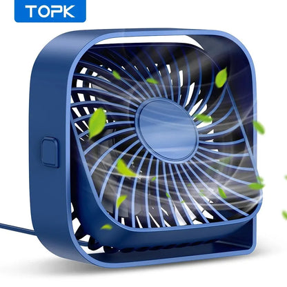 Portable USB Desk Fan – Quiet 3-Speed Personal Fan with 360° Adjustable Head