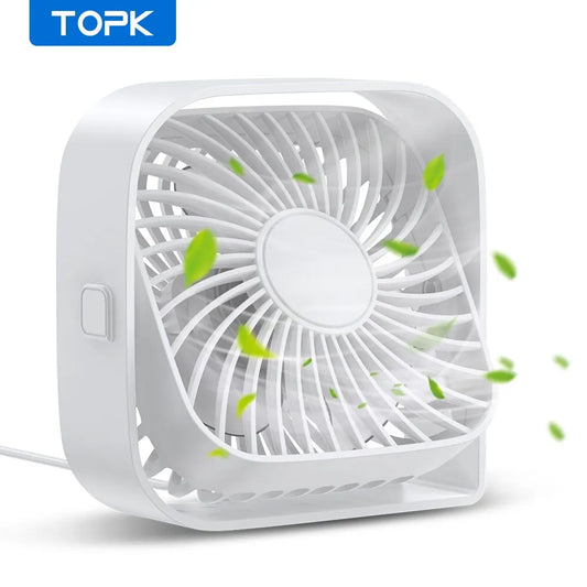 Portable USB Desk Fan – Quiet 3-Speed Personal Fan with 360° Adjustable Head