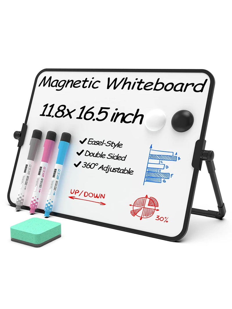 Dry Erase White Board with Stand Erasable Whiteboard with Support School Presentation Board with Bracket Desk Stable A3 A4 Size