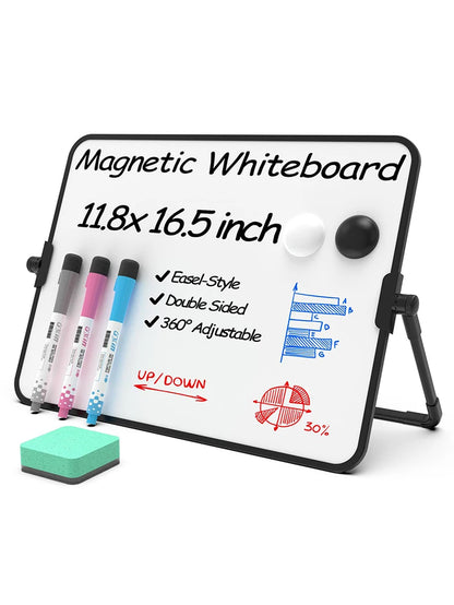 Dry Erase White Board with Stand Erasable Whiteboard with Support School Presentation Board with Bracket Desk Stable A3 A4 Size