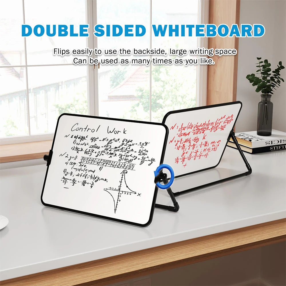Dry Erase White Board with Stand Erasable Whiteboard with Support School Presentation Board with Bracket Desk Stable A3 A4 Size