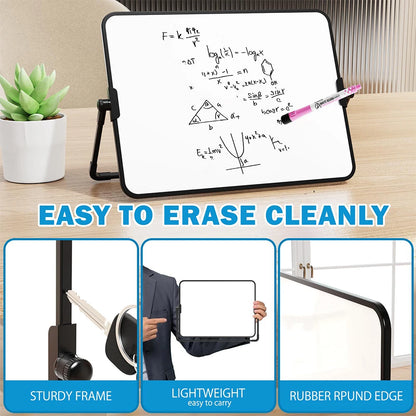 Dry Erase White Board with Stand Erasable Whiteboard with Support School Presentation Board with Bracket Desk Stable A3 A4 Size