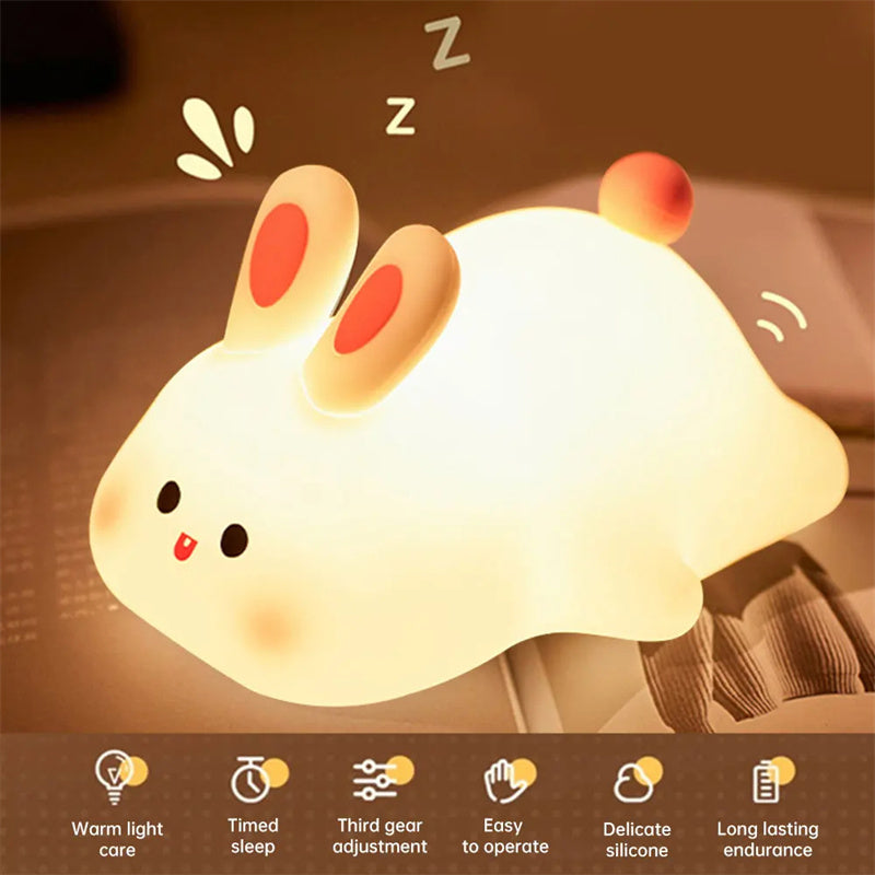 BunnyGlow Night Light – Soft Silicone Touch Lamp for Sweet Dreams