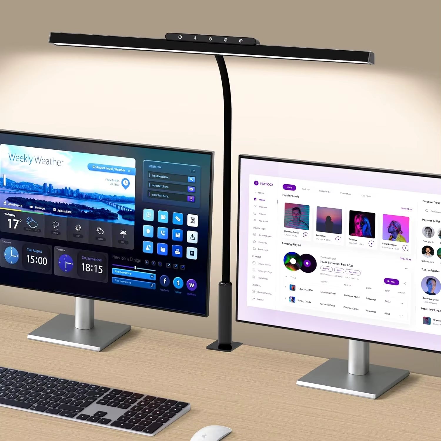 EyeComfort LED Desk Lamp with Clamp – 3 Color Modes & Stepless Dimming