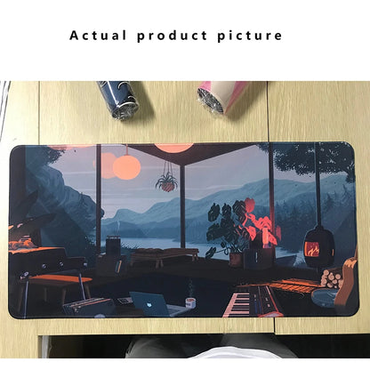 Cute Large Gaming Keyboard Mouse Pad XL Green Botany Computer Gamer Tablet Pad Mousepad with Edge Locking Rubber Play Mice Mats