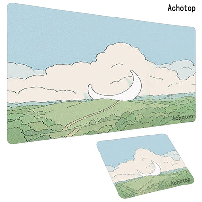 Cute Large Gaming Keyboard Mouse Pad XL Green Botany Computer Gamer Tablet Pad Mousepad with Edge Locking Rubber Play Mice Mats