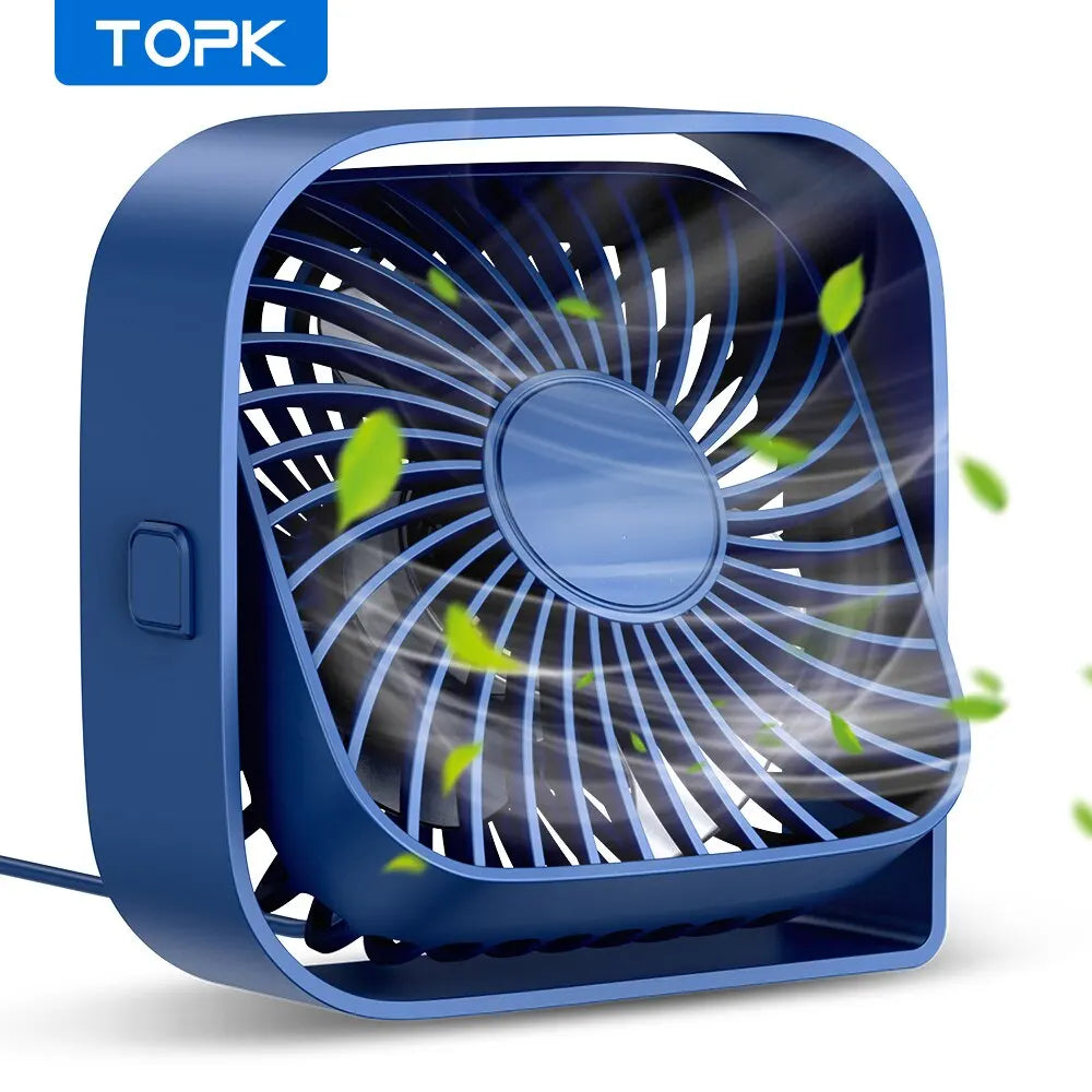 Portable USB Desk Fan – Quiet 3-Speed Personal Fan with 360° Adjustable Head