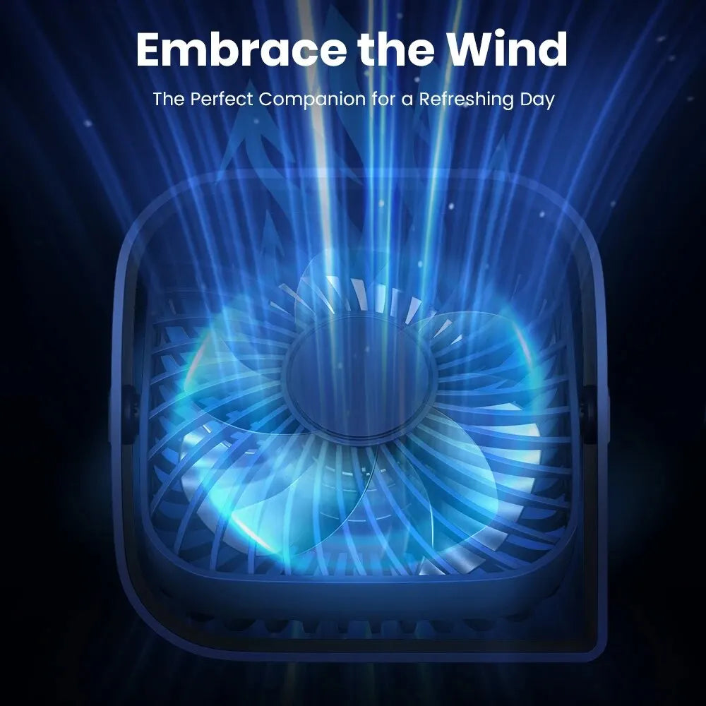 Portable USB Desk Fan – Quiet 3-Speed Personal Fan with 360° Adjustable Head