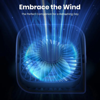 Portable USB Desk Fan – Quiet 3-Speed Personal Fan with 360° Adjustable Head