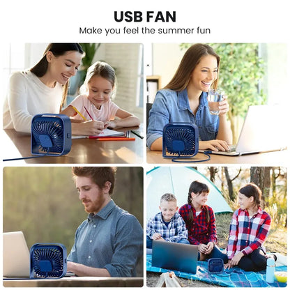 Portable USB Desk Fan – Quiet 3-Speed Personal Fan with 360° Adjustable Head