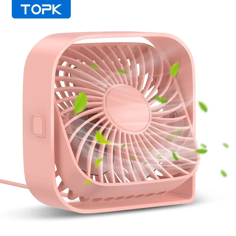 Portable USB Desk Fan – Quiet 3-Speed Personal Fan with 360° Adjustable Head